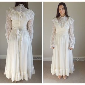 Gunne Sax Vintage 1970s Victorian Wedding Dress